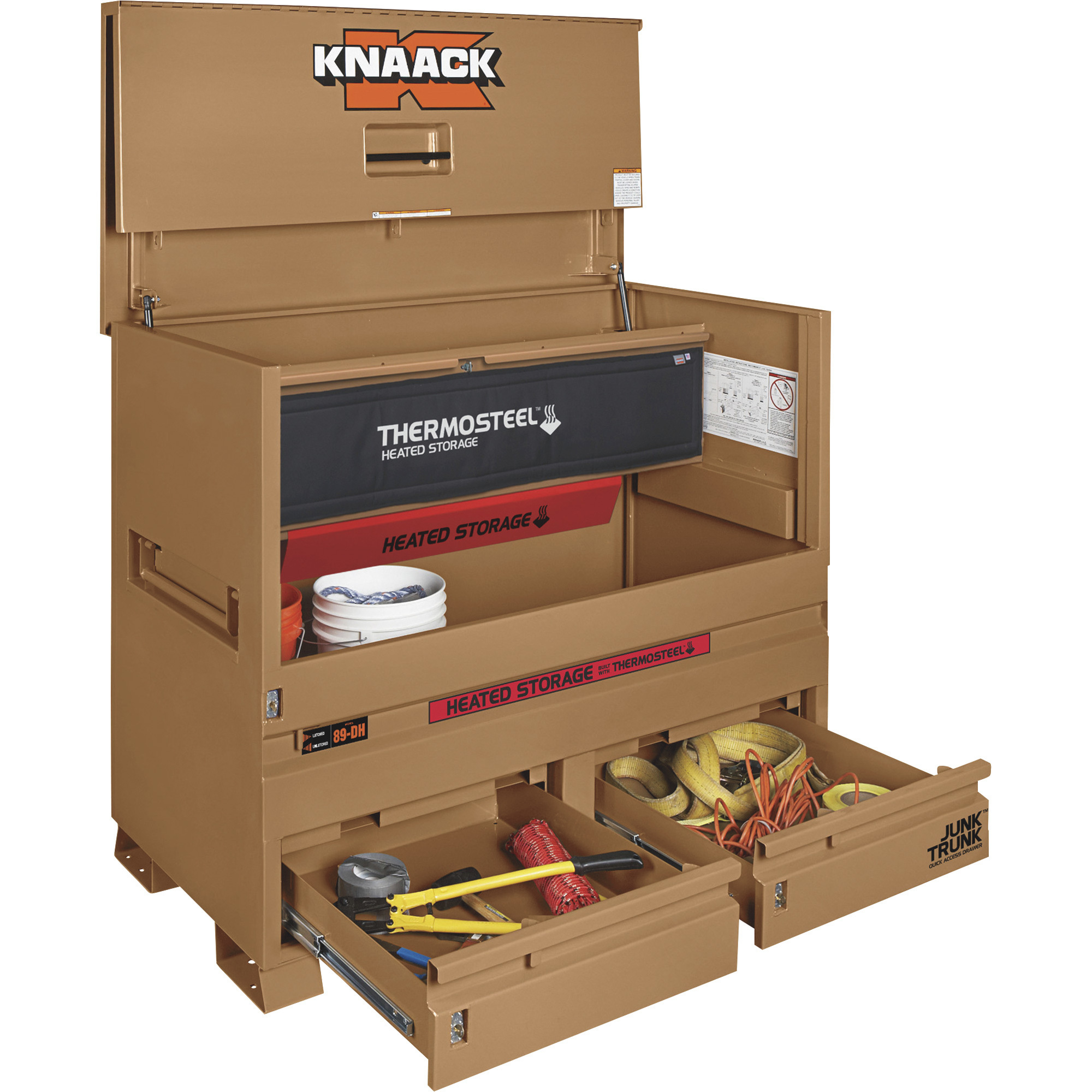 KNAACK Storagemaster Jobsite Piano Box with Junk Trunk and ThermoSteel Heated Storage— 47.8 Cu